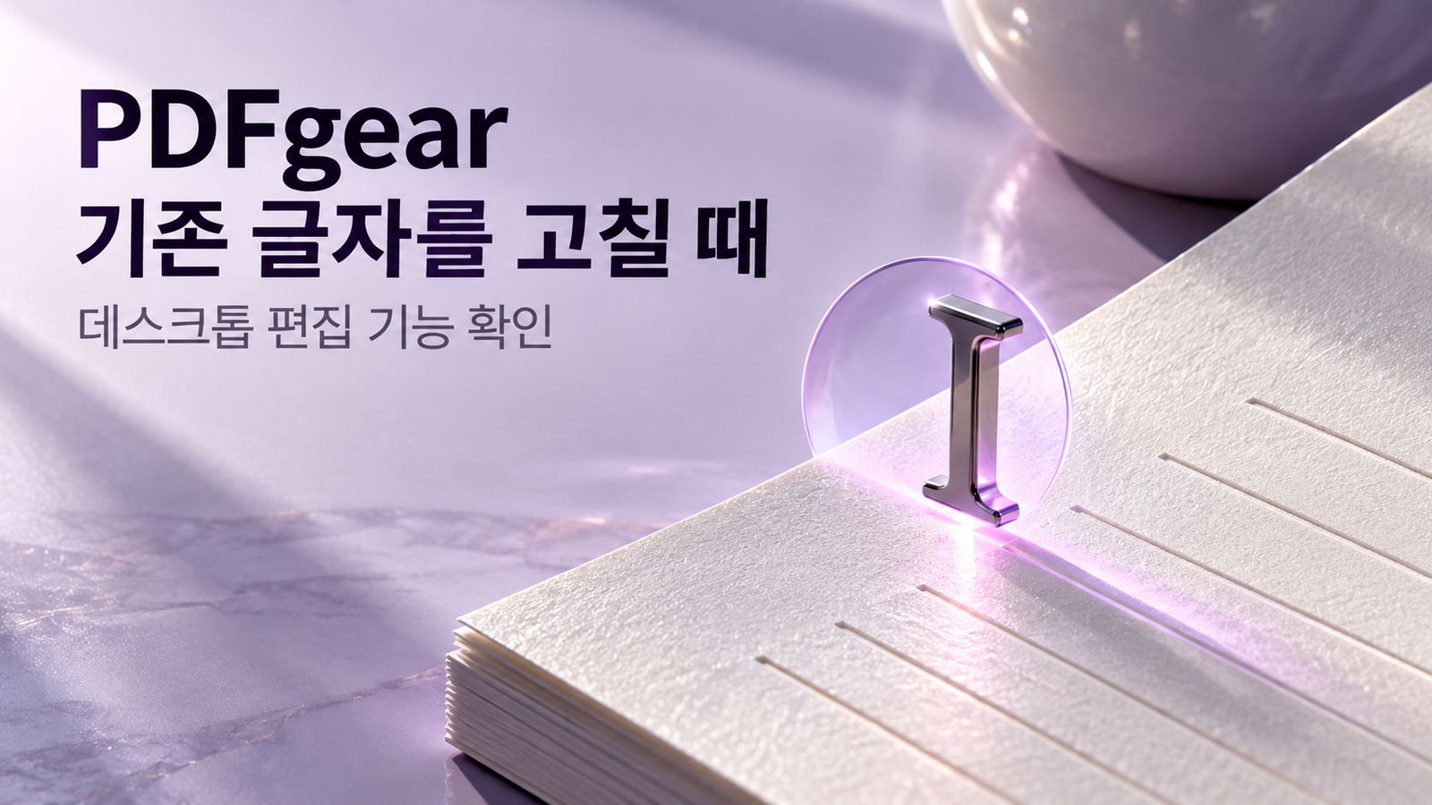 문장과 금속 커서로 표현한 PDFgear 데스크톱의 기존 PDF 텍스트 수정